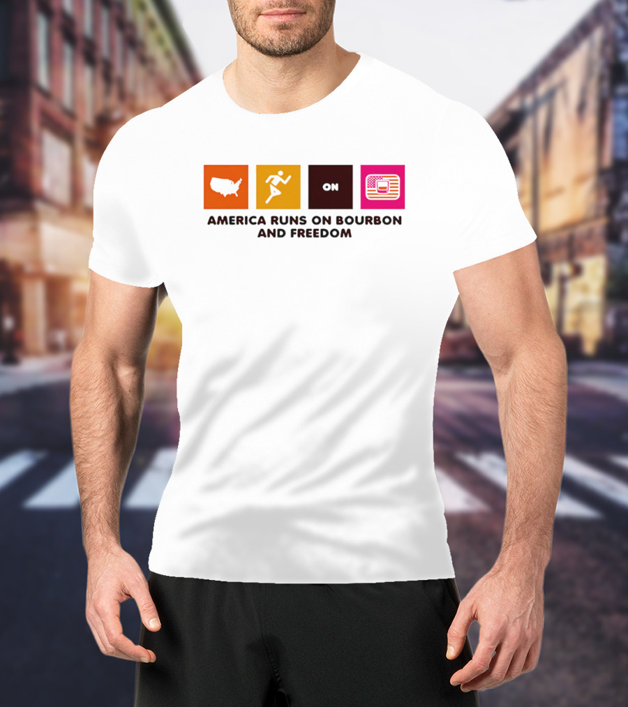 America Runs On Bourbon And Freedom Map Runner Flag T-Shirt