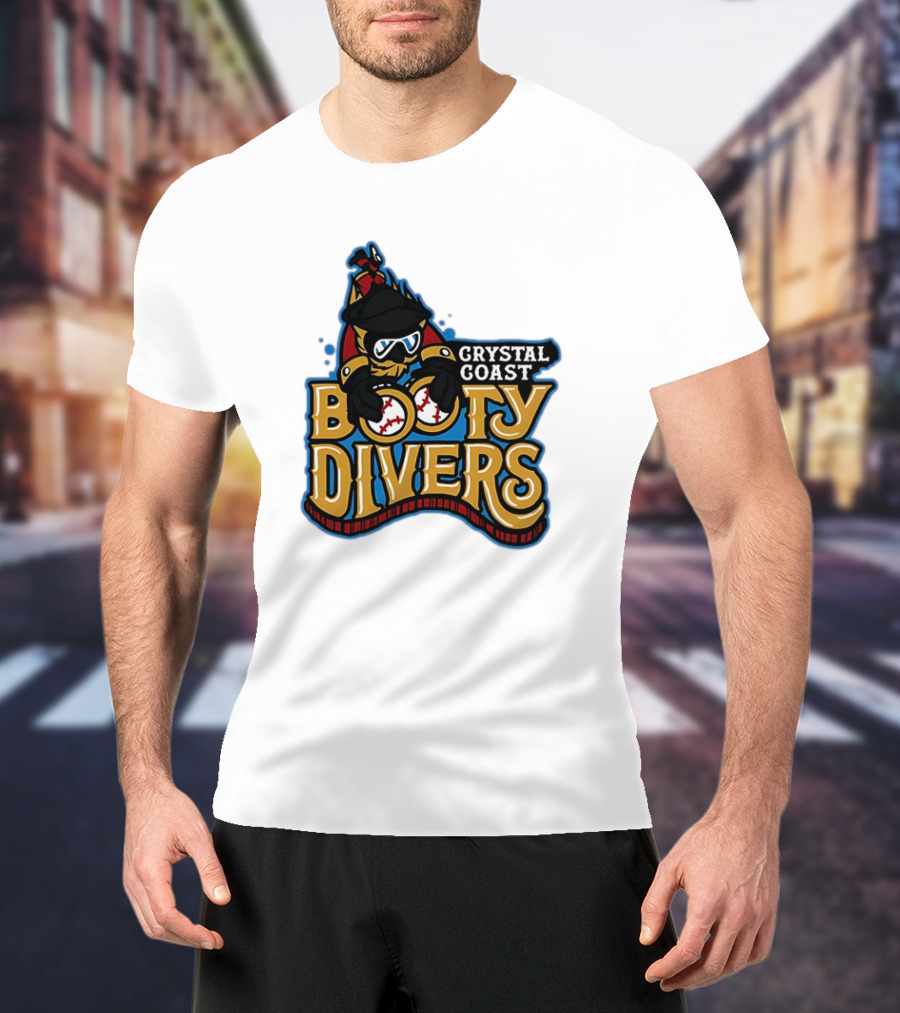 Crystal Coast Booty Divers Pirate Spyglass Emblem T-Shirt