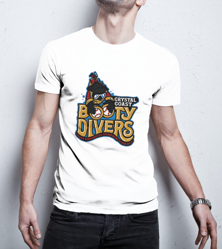 Crystal Coast Booty Divers Pirate Spyglass Emblem T-Shirt