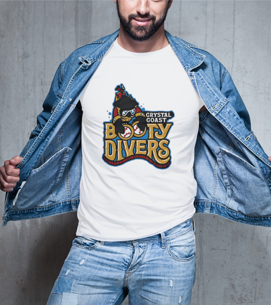 Crystal Coast Booty Divers Pirate Spyglass Emblem T-Shirt