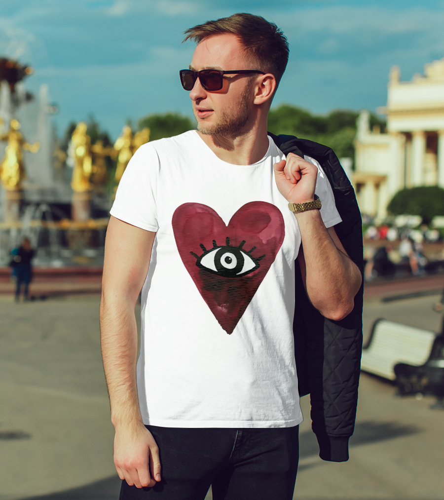 Burgundy Hearts Club Eye Retro T-Shirt