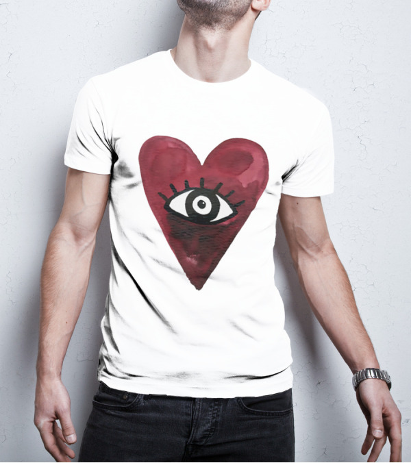 Burgundy Hearts Club Eye Retro T-Shirt