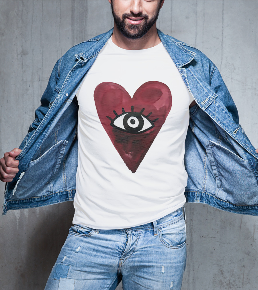 Burgundy Hearts Club Eye Retro T-Shirt
