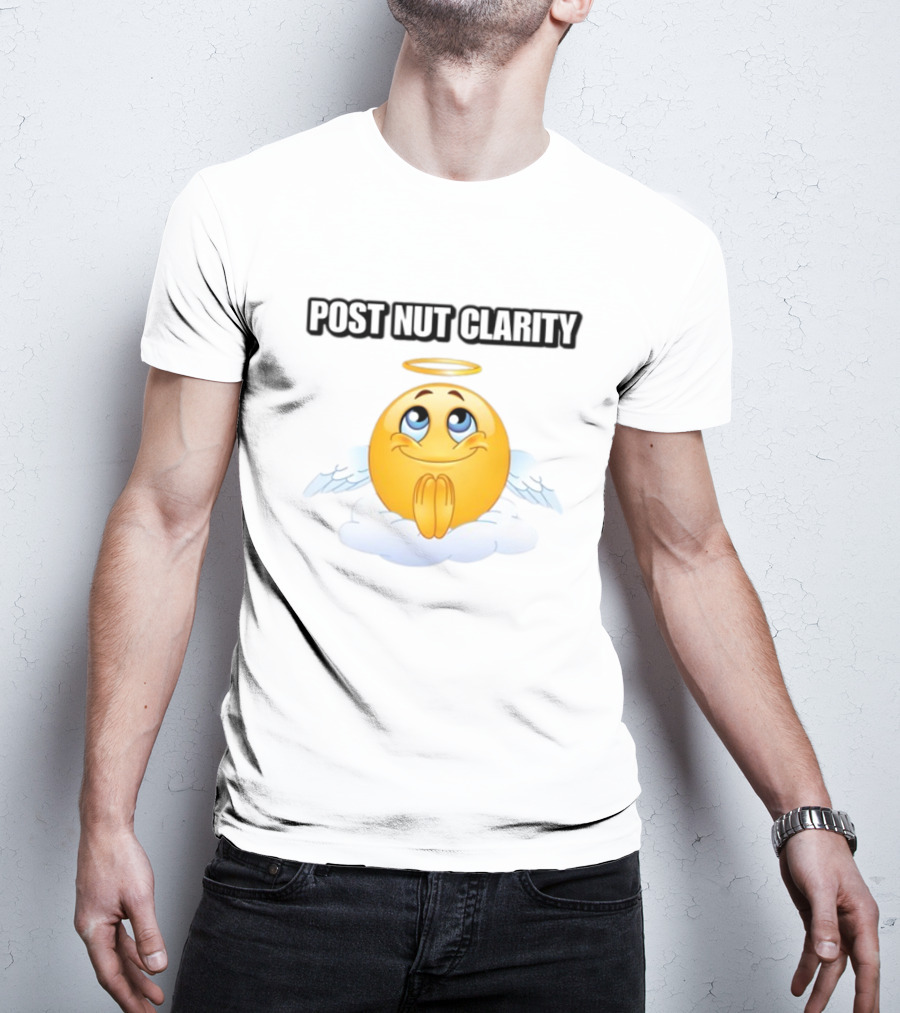 Cringeytees Post Nut Clarity Angel Emoji On Cloud T-Shirt