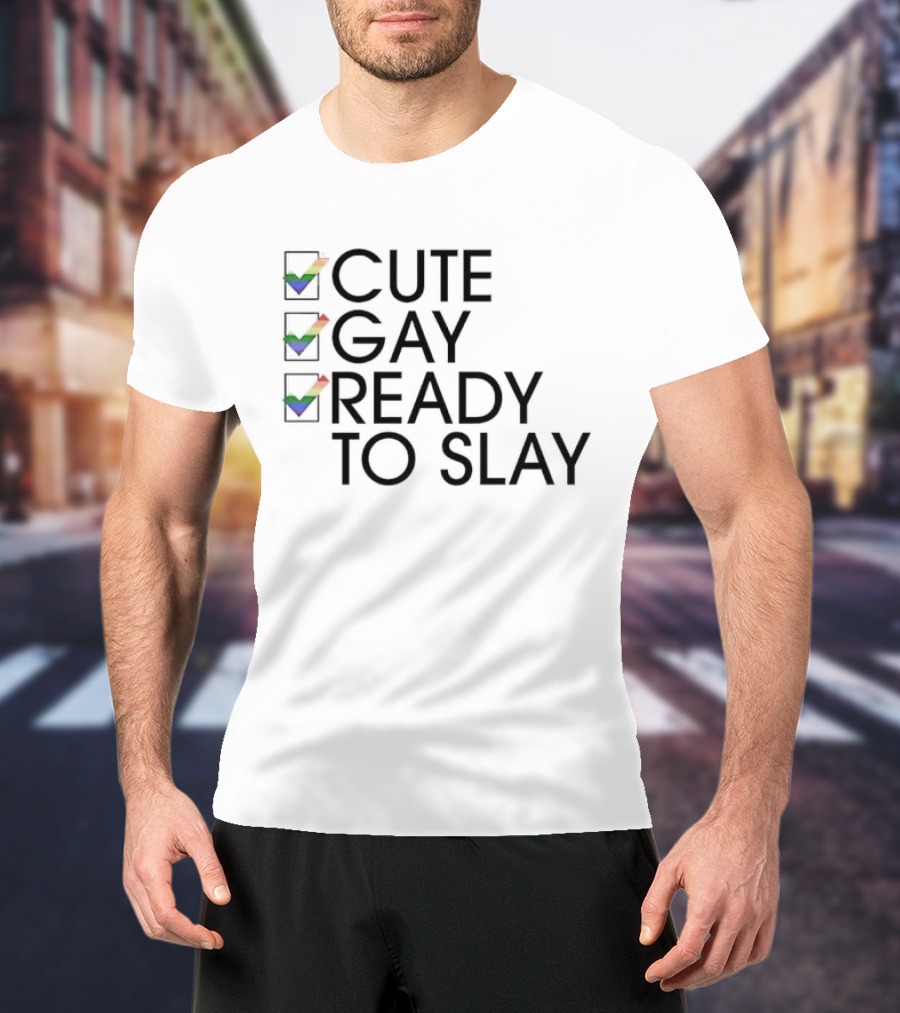 Cute Gay Ready To Slay Rainbow Checkmarks T-Shirt