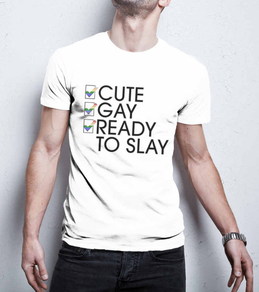 Cute Gay Ready To Slay Rainbow Checkmarks T-Shirt