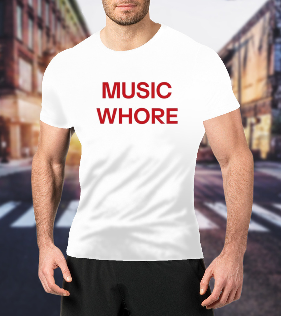 Divadelight Music Whore Bold Red Text Design T-Shirt