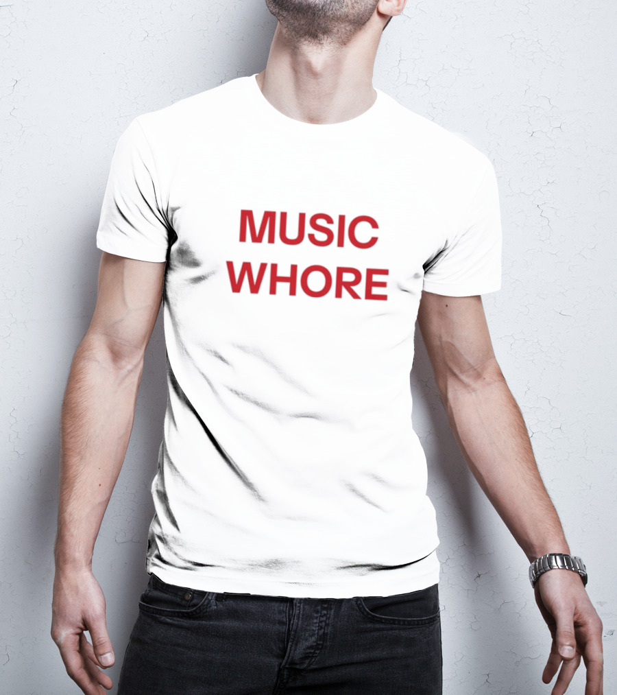 Divadelight Music Whore Bold Red Text Design T-Shirt