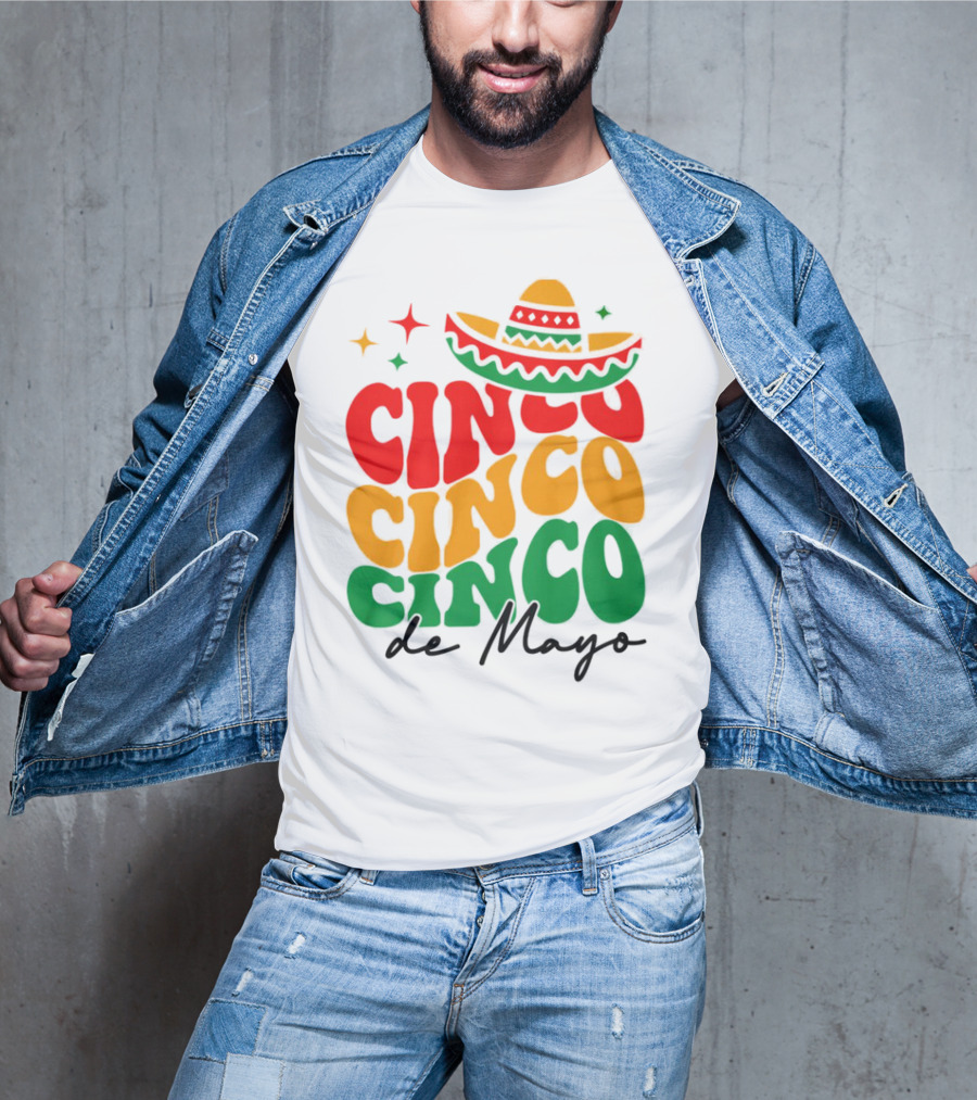 Cinco Cinco Cinco De Mayo Sombrero Festive Colors T-Shirt
