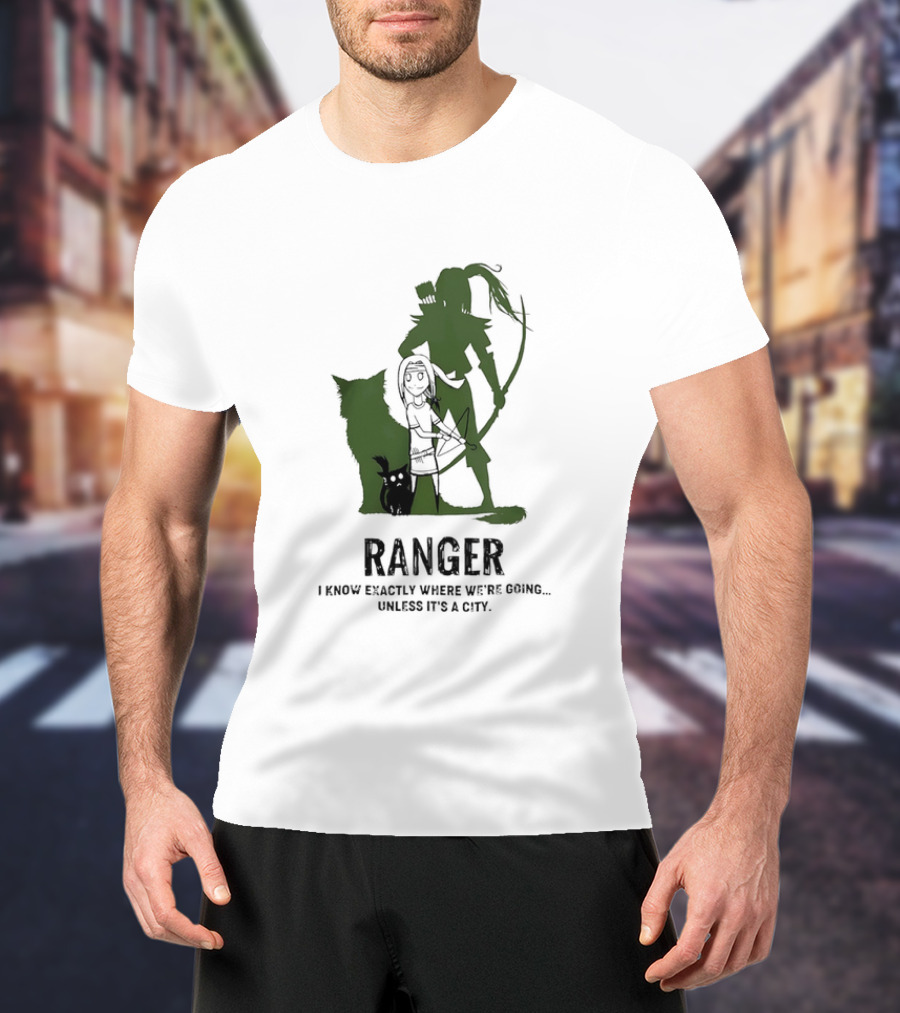 Dungeons And Dragons Ranger With Bow And Wolf Companion I Know Exactly Where We’re Going Unless It’s A City T-Shirt