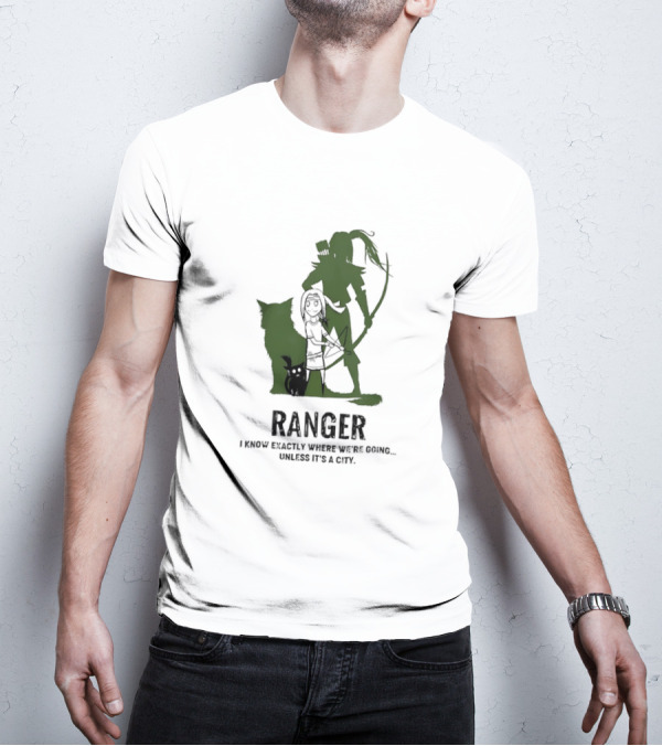 Dungeons And Dragons Ranger With Bow And Wolf Companion I Know Exactly Where We’re Going Unless It’s A City T-Shirt