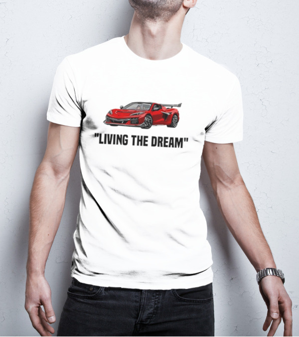Corvette Living The Dream Red Convertible Car T-Shirt
