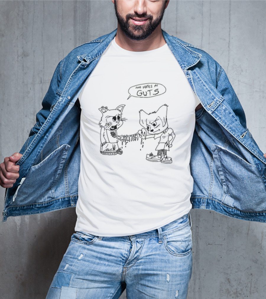 Cr1ttern3t She Hates My Guts Grumpy Cats Comic Style T-Shirt