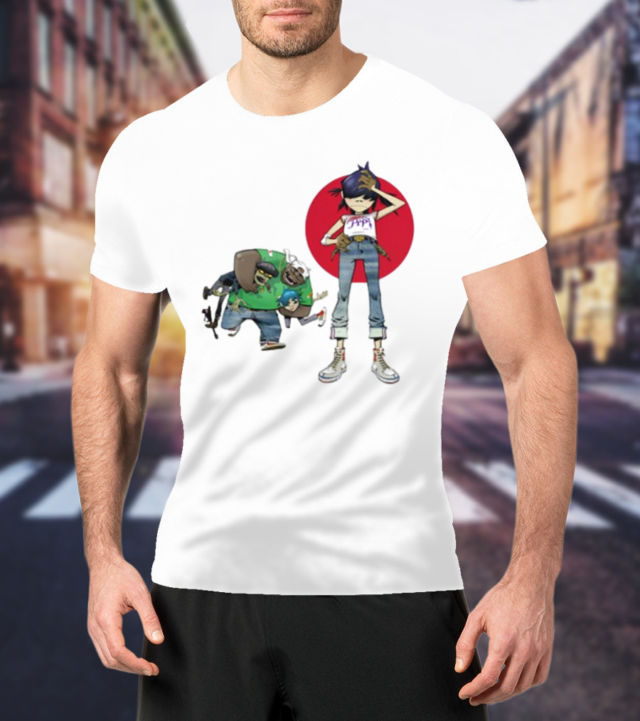 Gorillaz Invisible Sun Japanese Red Circle Band Members T-Shirt