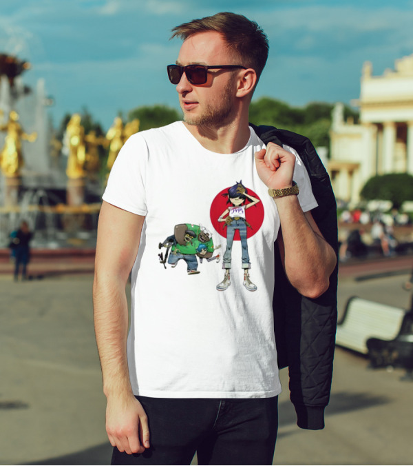 Gorillaz Invisible Sun Japanese Red Circle Band Members T-Shirt