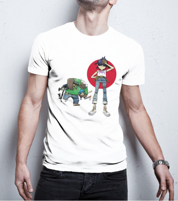 Gorillaz Invisible Sun Japanese Red Circle Band Members T-Shirt