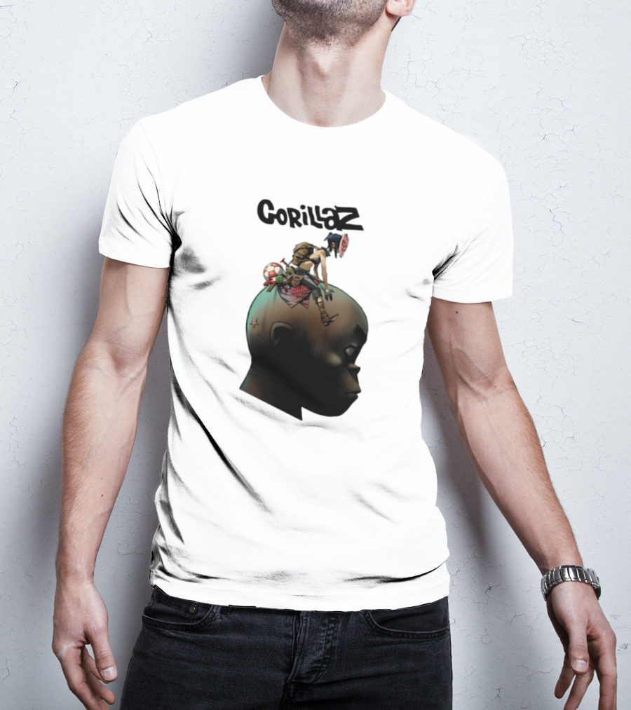 Gorillaz Plastic Beach Animated Character On Head T-Shirt