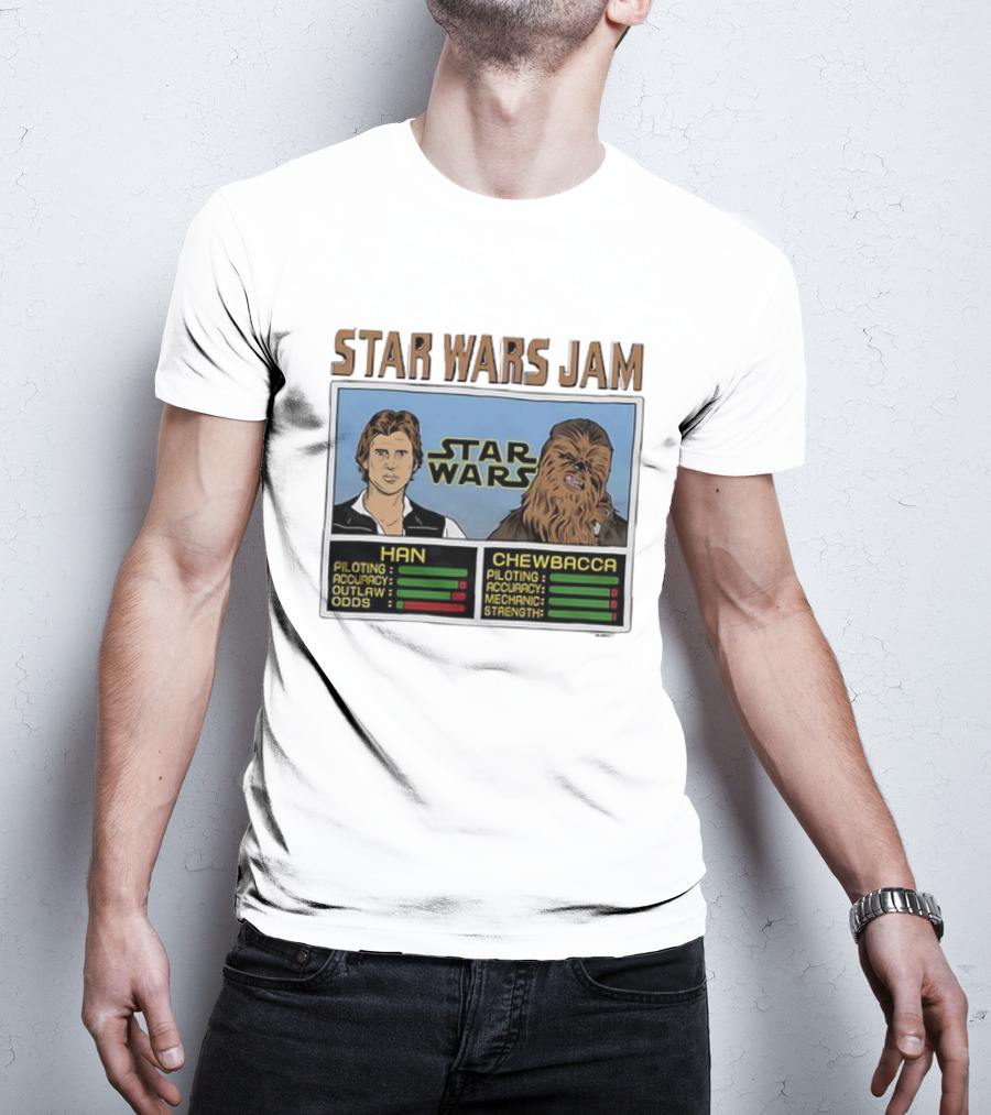 Star Wars Jam Han Chewbacca Piloting Accuracy Outlaw Strength T-Shirt
