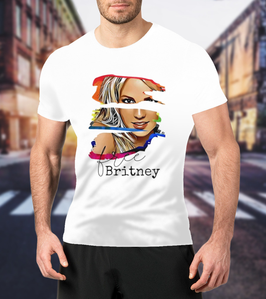"Free Britney Spears Colorful Streak Portrait" T-Shirt