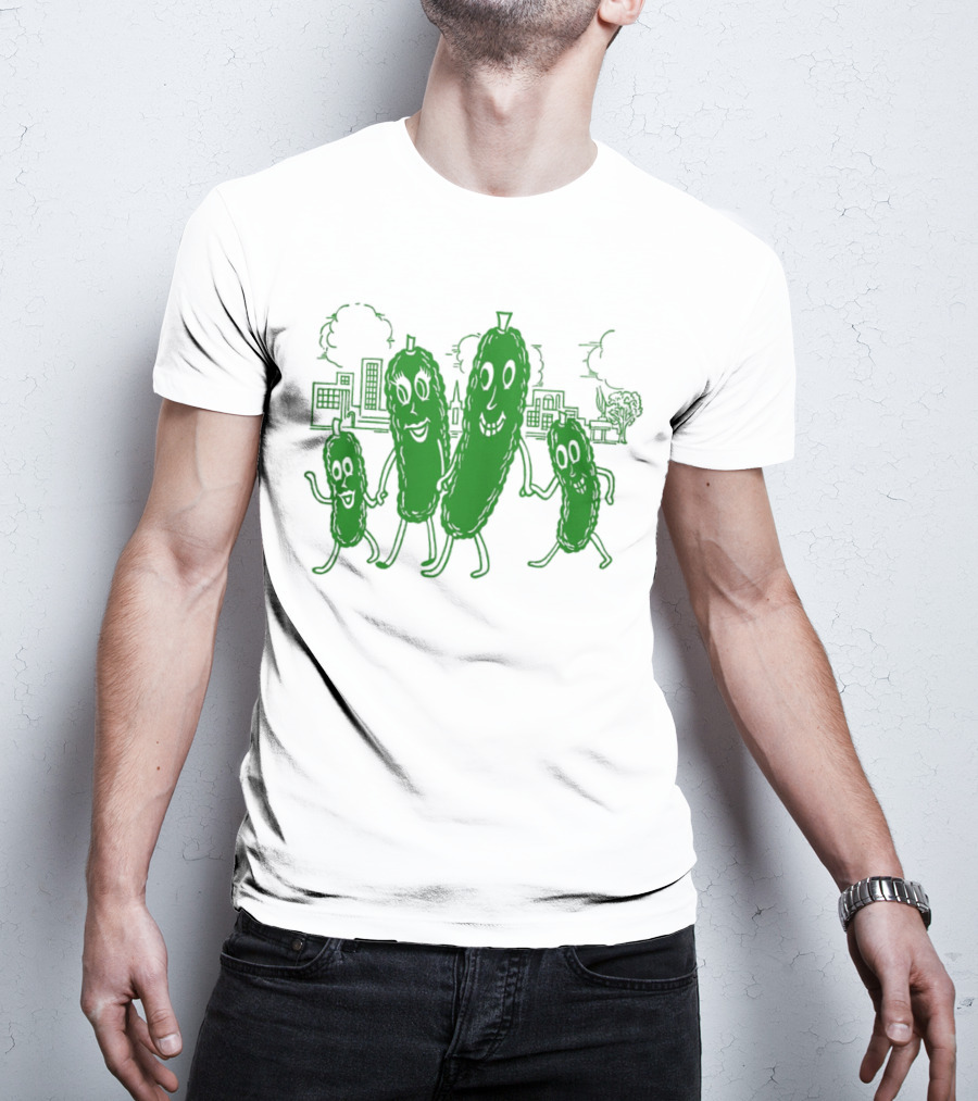 Vintage Pickle Family With Cityscape Background Vintage T-Shirt