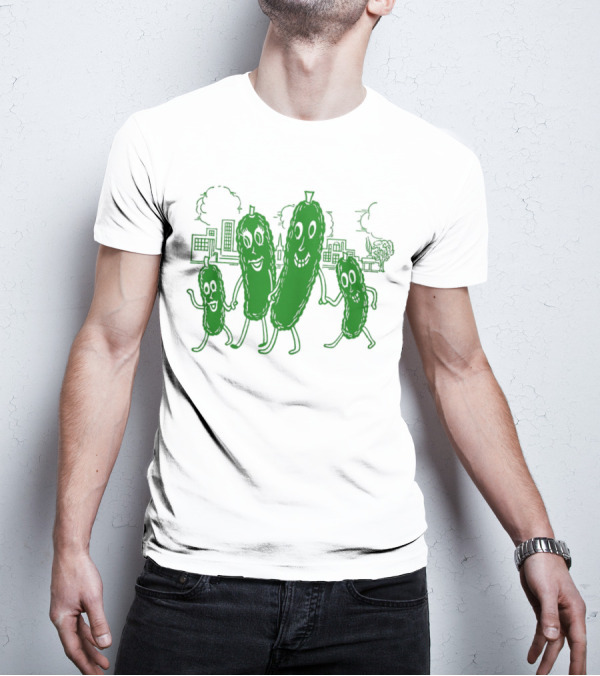 Vintage Pickle Family With Cityscape Background Vintage T-Shirt