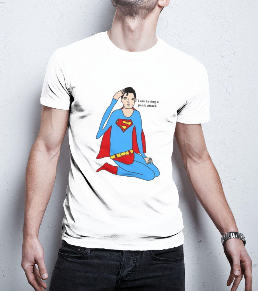 Superhero Costume Nervous Expression "I Am Having A Super Panic Attack" T-Shirt