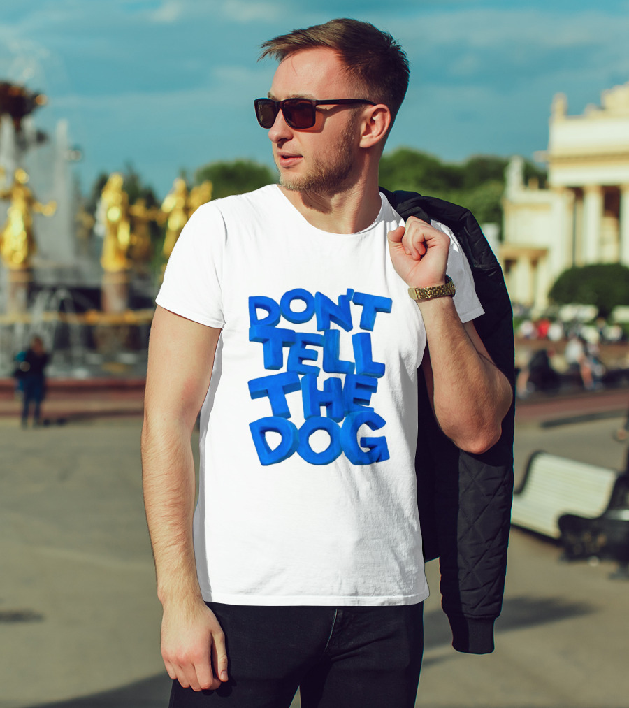 James Marriott Don't Tell The Dog Blue Text White Album T-Shirt