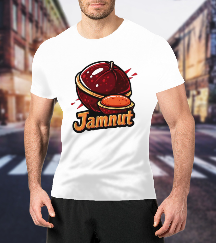 Jamnut Bold Fruit Style Text And Iconic Split Shell Nut T-Shirt