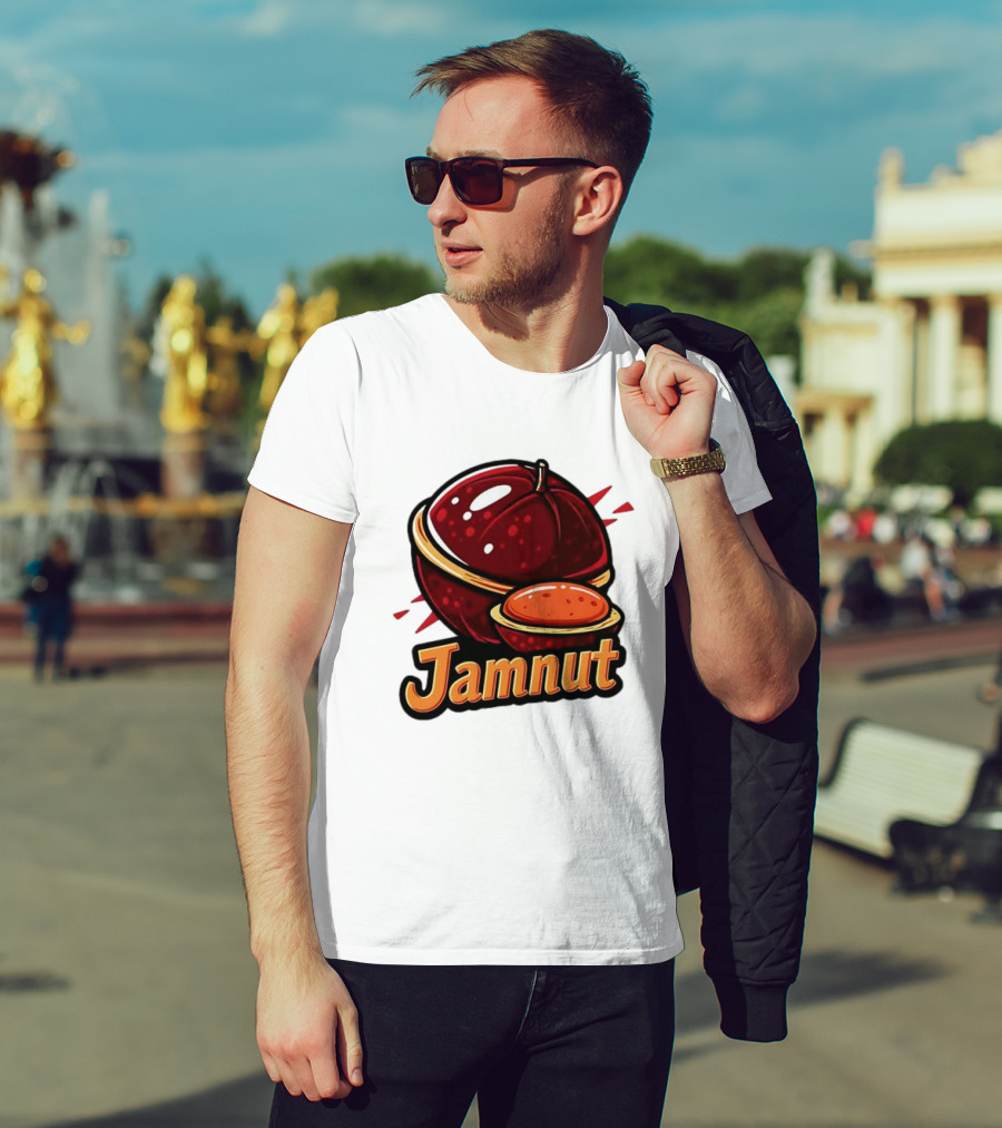 Jamnut Bold Fruit Style Text And Iconic Split Shell Nut T-Shirt