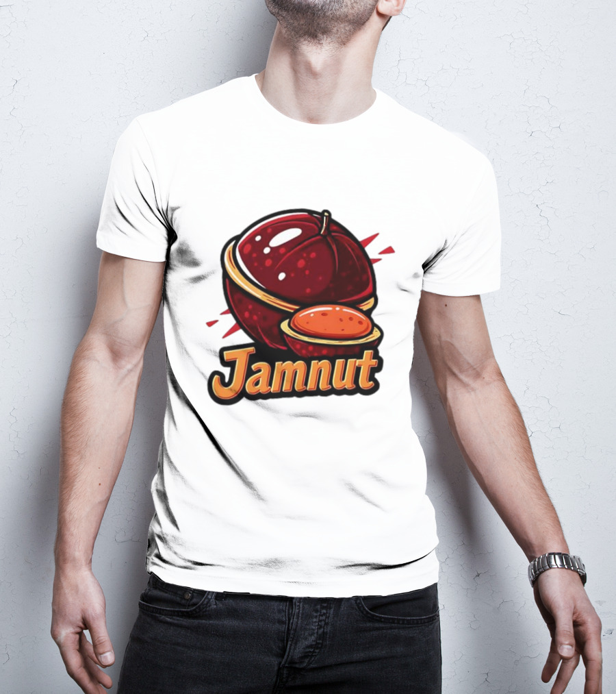 Jamnut Bold Fruit Style Text And Iconic Split Shell Nut T-Shirt