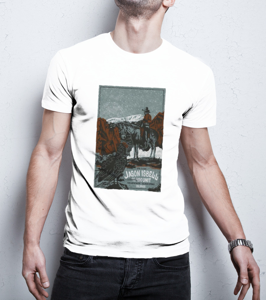 Jason Isbell And The 400 Unit Cowboy And Eagle April 30 2025 Ford Amphitheater Colorado Springs T-Shirt