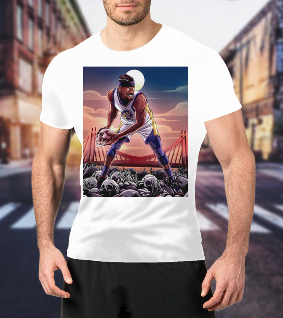 Golden State Warriors Basketball Skulls Bridge Sunset T-Shirt