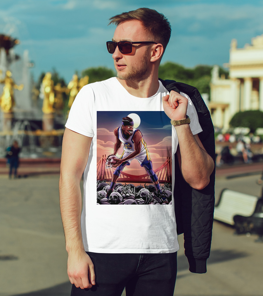 Golden State Warriors Basketball Skulls Bridge Sunset T-Shirt