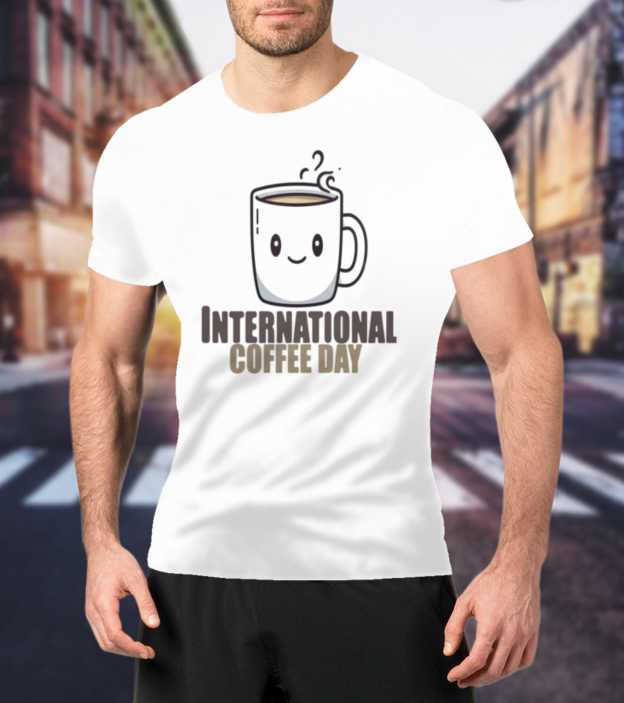 International Coffee Day Smiling Graphic T-Shirt