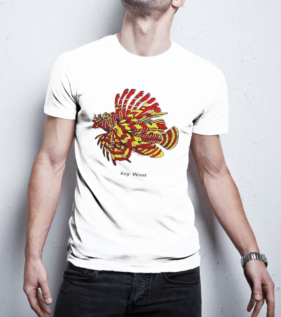 Key West Vibrant Red Yellow Lionfish T-Shirt