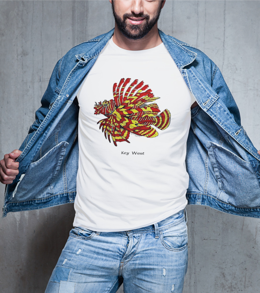 Key West Vibrant Red Yellow Lionfish T-Shirt