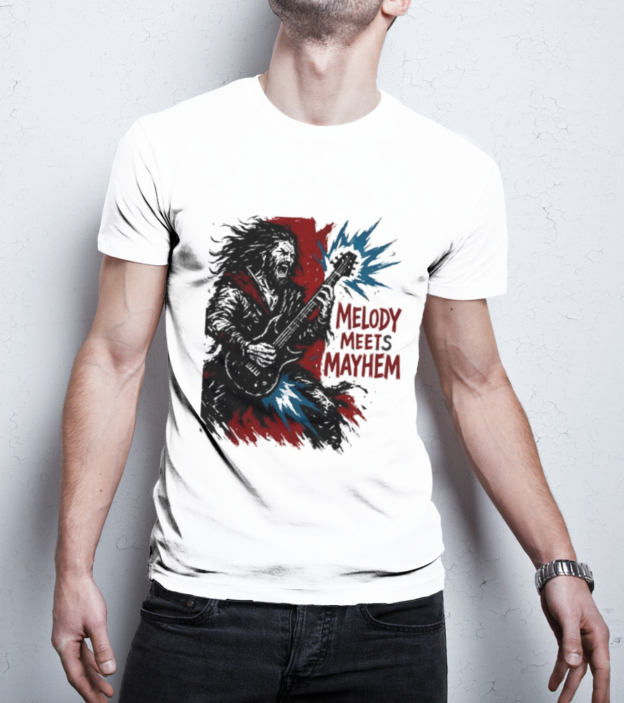 Melody Meets Mayhem Electric Red And Blue Burst T-Shirt