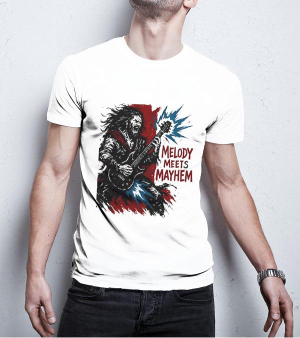 Melody Meets Mayhem Electric Red And Blue Burst T-Shirt