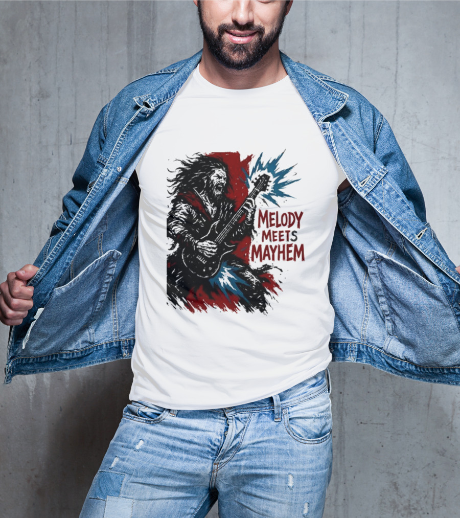 Melody Meets Mayhem Electric Red And Blue Burst T-Shirt