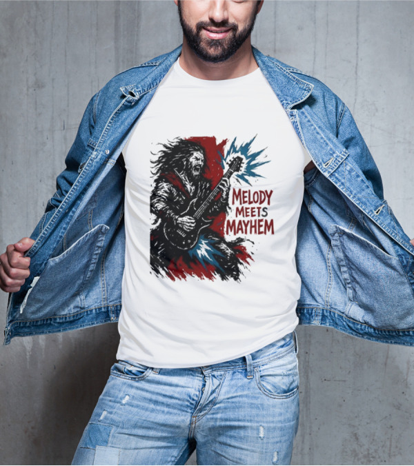 Melody Meets Mayhem Electric Red And Blue Burst T-Shirt
