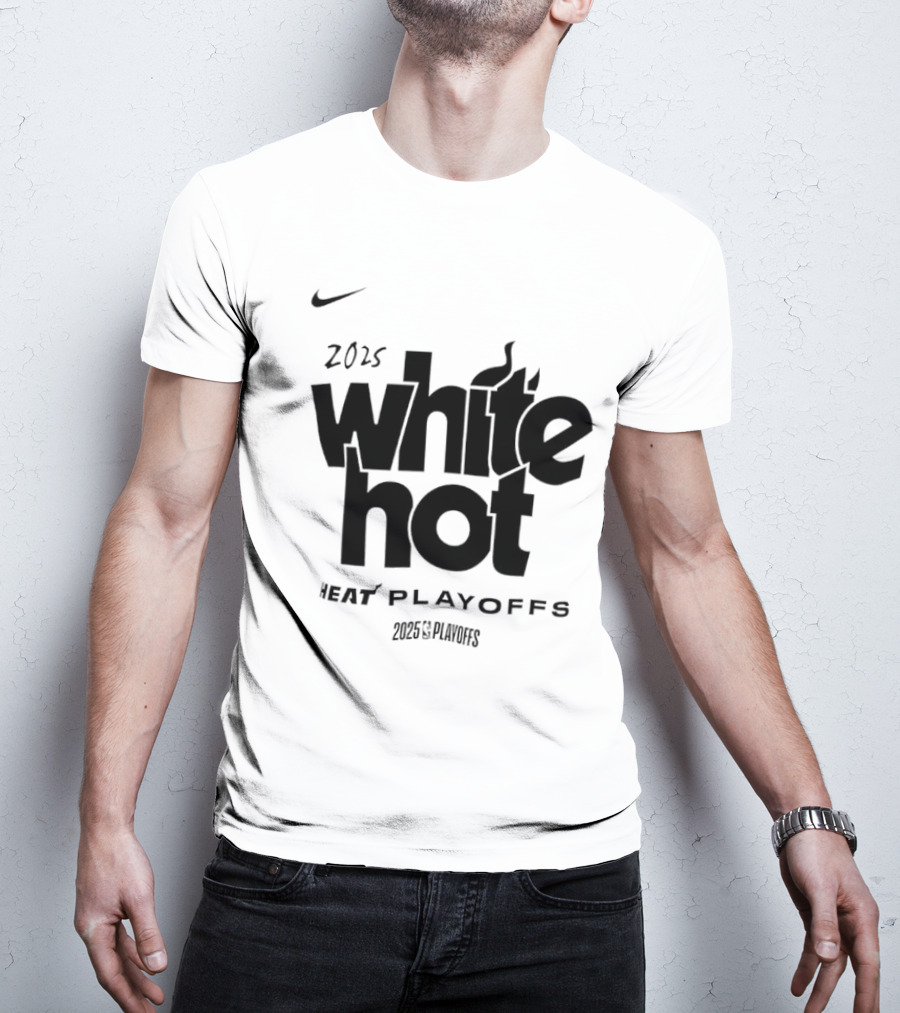 Miami Heat White Hot 2025 Playoffs NBA T-Shirt