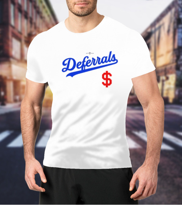 Los Angeles Dodgers Deferrals Dollar Sign Icon In Team Style T-Shirt