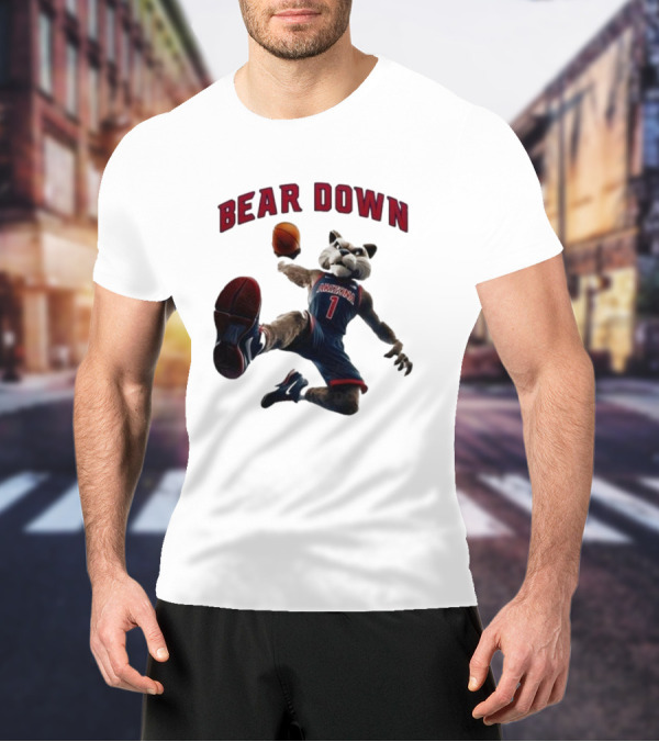 Bear Down Arizona Wildcats 2025 Mascot Basketball Action T-Shirt