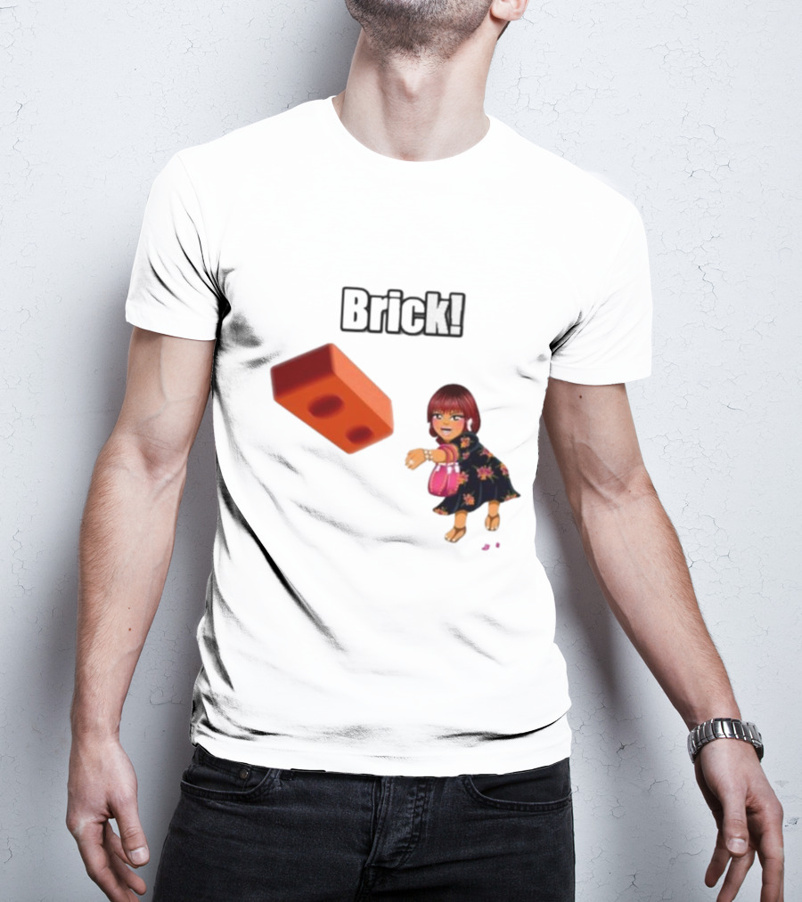 "Brick! Lushious Massacr Character With Red Brick" T-Shirt