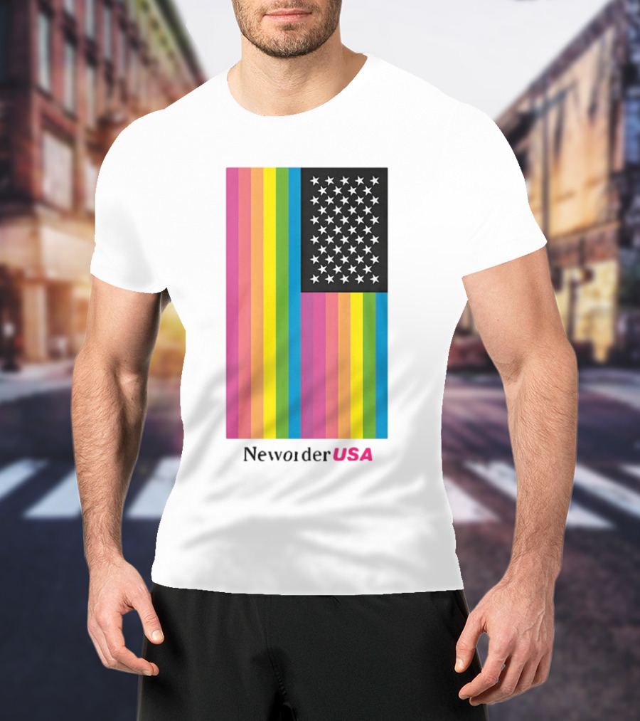 New Order USA Rainbow Flag Stars T-Shirt