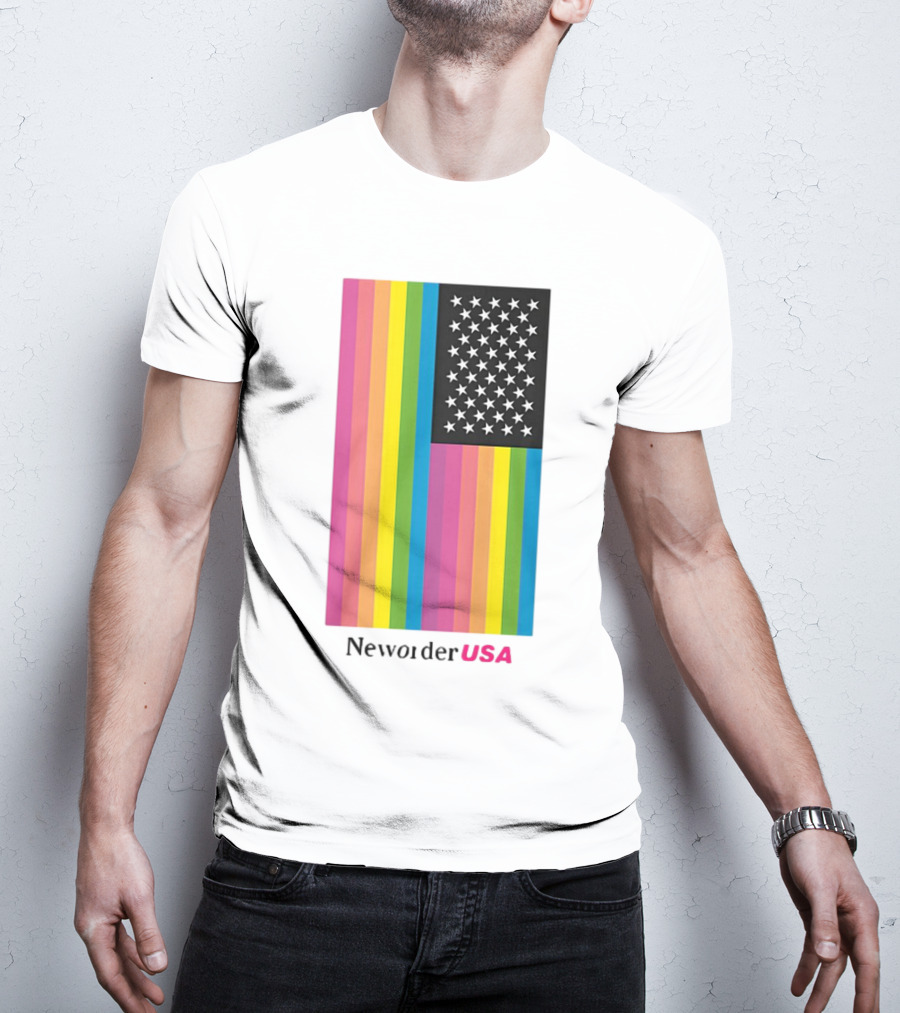 New Order USA Rainbow Flag Stars T-Shirt