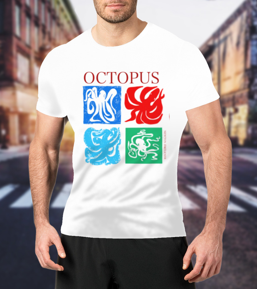 Octopus NewtonFaulkner Four Colored Abstract Squares T-Shirt