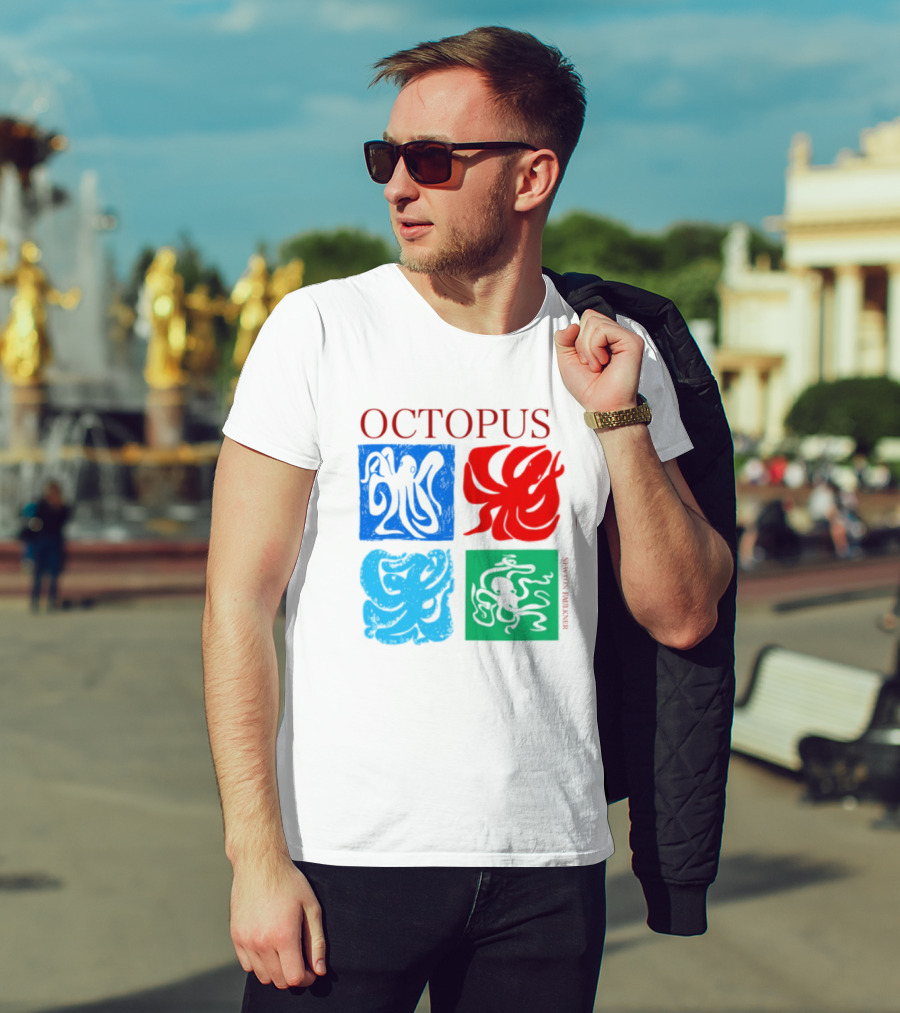 Octopus NewtonFaulkner Four Colored Abstract Squares T-Shirt