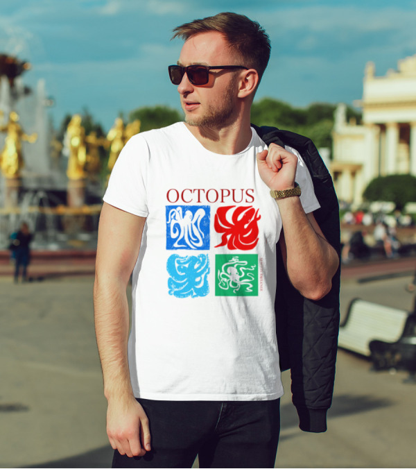 Octopus NewtonFaulkner Four Colored Abstract Squares T-Shirt