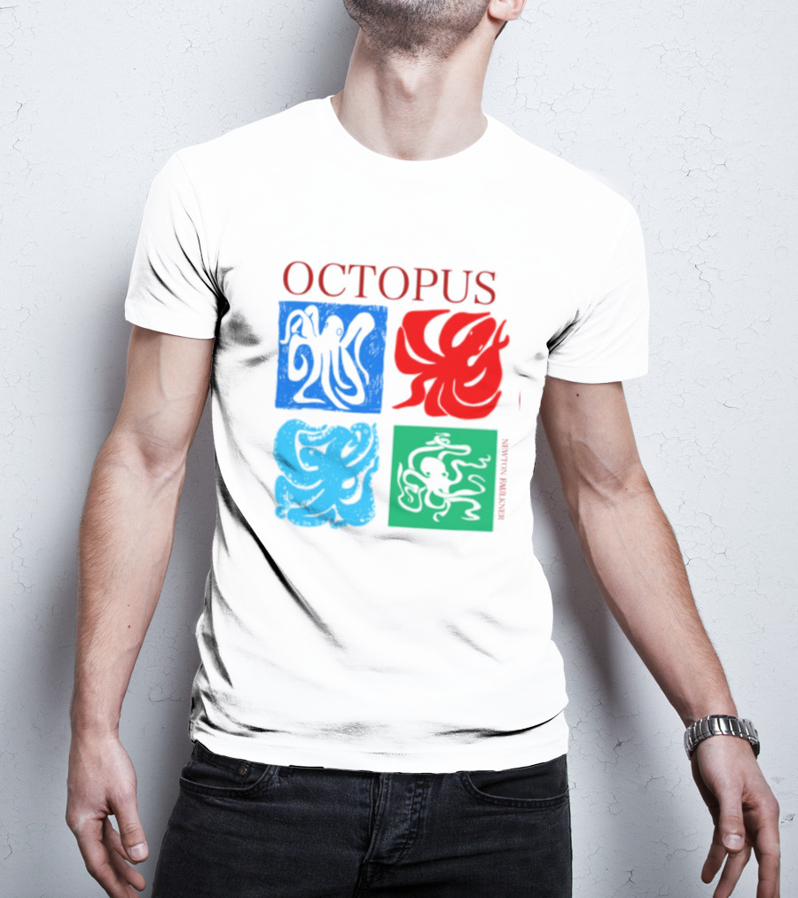 Octopus NewtonFaulkner Four Colored Abstract Squares T-Shirt